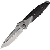 Microtech 261M8CFTI Socom Bravo Part Serrated Mini Framelock Knife Gray Handles