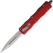 Microtech 22512RD Auto Dirac Stonewashed Serrated Double Edge OTF Knife Red Handles