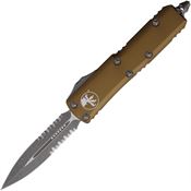 Microtech 23211APTA Auto UTX-85 Apocalyptic Part Serrated Double Edge OTF Knife Tan Handles