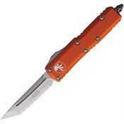 Microtech 23312OR Auto UTX-85 Stonewashed Serrated Tanto Edge OTF Knife Orange Handles