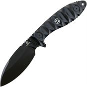 Defcon 009 Tactical Black Fixed Blade Knife Black Handles