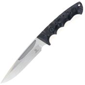 Defcon 008 Tactical Satin D2 Fixed Blade Knife Black Handles
