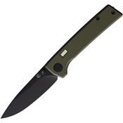 Glow Rhino 109 Fermi Black Linerlock Knife Black/OD Green Handles