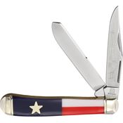 Rough Rider 2499 Texas Star Trapper Knife Red/White/Blue Handles