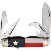 Rough Rider 2504 Texas Star Camp Knife Red/White/Blue Handles