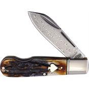 Rough Rider 2528 Damascus Jack Knife Cinnamon Bone Handles