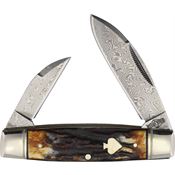 Rough Rider 2530 Damascus Senator Knife Cinnamon Bone Handles