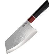 Benchmark 130 Damascus Chopper Knife Black/Red Handles