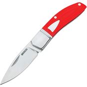 Begg 044 Mini Hunter Drop Point Slip Joint Knife Stainless Bolster Red Handles