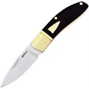 Begg 045 Mini Hunter Drop Point Slip Joint Knife Brass Bolster Black Handles