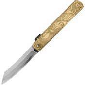 Higonokami OCARV01 Warikomi Blue Steel Folding Knife Brass Handles