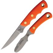 Knives Of Alaska 00258FG Jaeger/Muskrat D2 Carbon Steel Fixed Blade Knife Combo Orange Handles