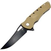 Heibel BLKBT Blackhawk Black Stonewashed Linerlock Knife Tan Handles