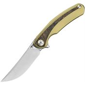 Bestech T2402A Sambac Two Tone Magnacut Framelock Knife Gold Handles