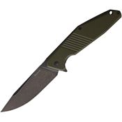 Ruike D191G D191 Black Stonewash Framelock Knife Green Handles
