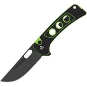 QSP 156C2 Unicorn Black Stonewash Button Lock Knife Neon G10 Handles