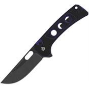 QSP 156B2 Unicorn Black Stonewash Button Lock Knife Purple G10 Handles