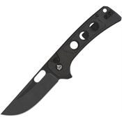 QSP 156A2 Unicorn Black Stonewash Button Lock Knife Brown Micarta Handles