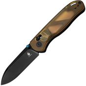 Kizer 3619A2 Drop Bear Black Stonewash Clutch Lock Knife Yellow Handles