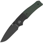 QSP 157B2 Vault Black Stonewash Glyde Lock Knife Green Micarta Handles