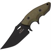 Hydra 18BLG Alano Black Fixed Blade Knife Green Handles