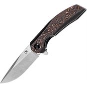 Kansept 1007E2 Accipiter Stonewash Framelock Knife Black/Copper Foil Handles