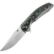 Kansept 1007E1 Accipiter Stonewash Framelock Knife Gray/Green Handles