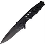 Extrema Ratio 0166BLK Caimano Nero N.A. Black Part Serrated Linerlock Knife Black Handles