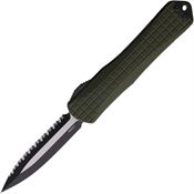 Heretic 032F10CGRN Auto Manticore Two Tone Serrated Double Edge OTF Knife Frag Handles