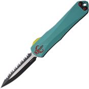 Heretic 02810CBOUNTY Auto Manticore Two Tone Serrated OTF Knife Teal Handles