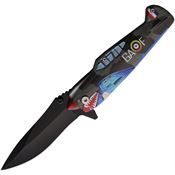 ElitEdge 10A85GY Fighter Plane Assist Open Black Linerlock Knife