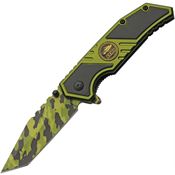 Rite Edge 300598AR Army Camo Tanto Linerlock Knife Black/Green Handles