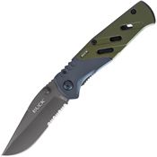 Buck 736GRX Trekker XLT Gray Part Serrated Linerlock Knife Blue/Green Handles