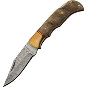 Damascus 1385 Damascus Lockback Knife Ram Horn Handles