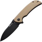 SenCut 230772 Borzam Black Stonewash Linerlock Knife Tan G10 Handles