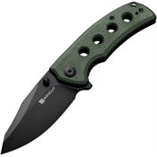 SenCut 230683 Excalis Black Stonewash Linerlock Knife Green Micarta Handles