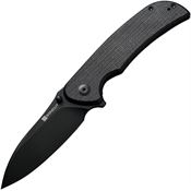 SenCut 230773 Borzam Black Stonewash Linerlock Knife Black Micarta Handles