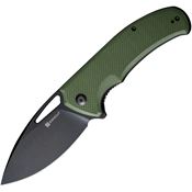 SenCut 230143 Phantara Black Stonewash Linerlock Knife OD Green Handles