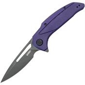 Kubey 372A Nautilus Black Stonewash Linerlock Knife Purple Handles