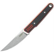 Kubey 355A JL Fixie Stonewash Fixed Blade Knife Black/Red Handles