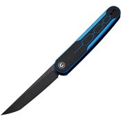 Civivi 230153 KwaiQ Black Stonewash Linerlock Knife Blue Handles