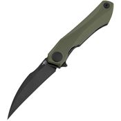 Bestech G59C Ivy Black Stonewash Linerlock Knife OD Green Handles