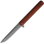 Roper 1038D Spur Damascus Linerlock Knife Cocobolo Handles