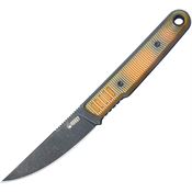 Kubey 355D JL Fixie Black Stonewash Fixed Blade Knife Ultem Black Handles