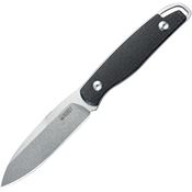 Kubey 357A Dust Devil Stonewash Fixed Blade Knife Black Handles