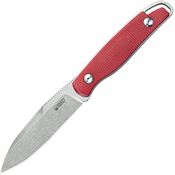 Kubey 357B Dust Devil Stonewash Fixed Blade Knife Red Handles