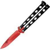 Bear & Son W114BB Red Powered Coated Black Widow Butterfly Knife Black Handles