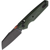 Vosteed A2702 Talarurus Black Stonewash Crossbar Lock Knife Green Handles