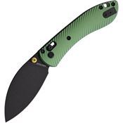 Vosteed A0215 Mini Nightshade Black Stonewash Crossbar Lock Knife Green Handles