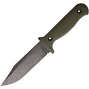 Station IX 008 S.E.R.E. Black Stonewash Fixed Blade Knife OD Green Handles